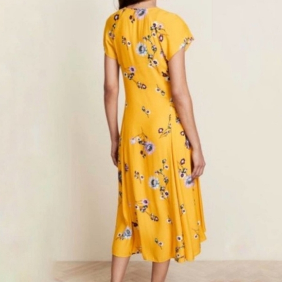 Free People Lost in You Golden Yellow Floral Print Midi Dress Size XS - Picture 2 of 10